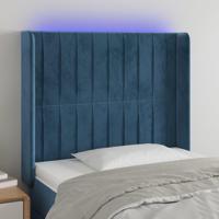 Hoofdbord LED 93x16x118/128 cm fluweel donkerblauw - thumbnail
