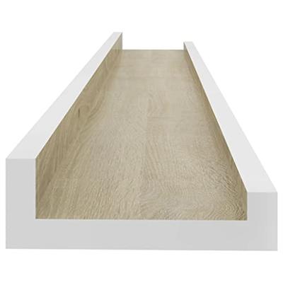 Wandschappen 4 st 60x9x3 cm wit en sonoma eikenkleurig - thumbnail