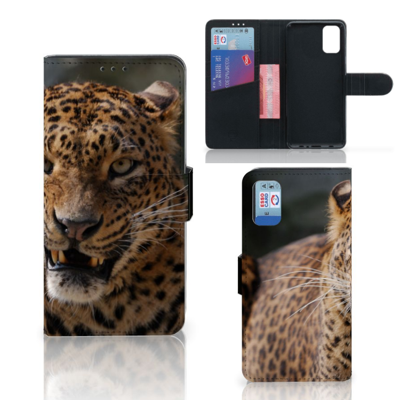Samsung Galaxy A41 Telefoonhoesje met Pasjes Luipaard Samsung Galaxy A41 Telefoonhoesje met Pasjes Luipaard