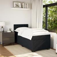 Boxspring met matras fluweel zwart 90x190 cm - thumbnail