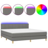 Boxspring met matras en LED stof donkergrijs 180x200 cm - thumbnail