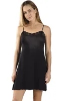 Onderjurk / Slipdress Kant 90CM Modal - Gladde neglige - Antistatisch - 46 - Zwart - Onderbroek - Ondergoed - 46 - Onderbroek - Ondergoed - 46 - - thumbnail