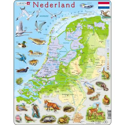 Selecta Larsen legpuzzel kaart nederland - geografisch met dieren, 68st.