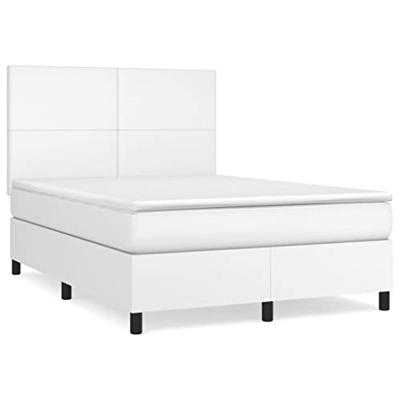 Boxspring met matras kunstleer wit 140x200 cm Boxspring met matras kunstleer wit 140x200 cm