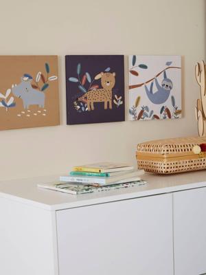 Set 3 schilderijen JUNGLE PARADISE bruin