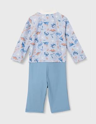 Playshoes zwempak lange mouw dino blauw-62-68