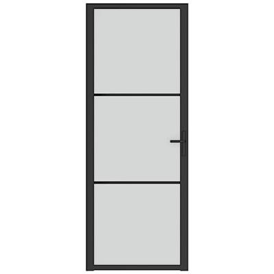Binnendeur 76x201,5 cm matglas en aluminium zwart