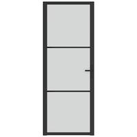 Binnendeur 76x201,5 cm matglas en aluminium zwart - thumbnail