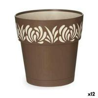 Zelfwaterende bloempot Stefanplast Gaia Bruin Plastic 19 x 19 x 19 cm (12 Stuks) - thumbnail