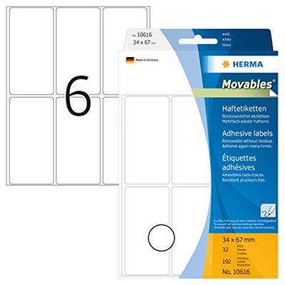 Etiket herma 10616 34x67mm verwijderb 144st