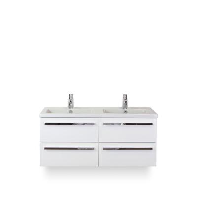 Seville Badmeubelset 120 cm - 4 laden Wit Hoogglans - Wastafel Djazz Dubbel