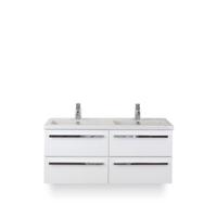 Seville Badmeubelset 120 cm - 4 laden Wit Hoogglans - Wastafel Djazz Dubbel - thumbnail
