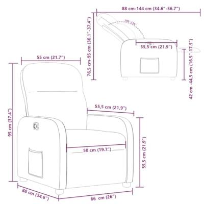 Fauteuil verstelbaar elektrisch stof crèmekleurig