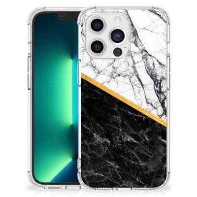 iPhone 13 Pro Max Anti-Shock Hoesje Marmer Wit Zwart - Origineel Cadeau Man iPhone 13 Pro Max Anti-Shock Hoesje Marmer Wit Zwart - Origineel Cadeau Man