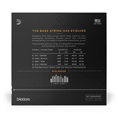 D'Addario NYXLS50105 Nickel Wound Medium 50-105 Double Ball End snaren voor headless basgitaar
