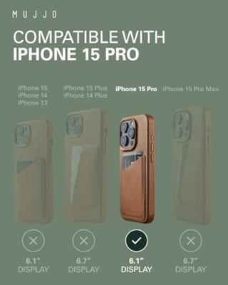 Mujjo Leather Wallet Case iPhone 15 Pro bruin