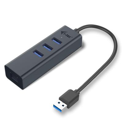 i-tec i-Tec USB 3.0 Metal 3-Port - Hub - 3 x SuperSpeed USB 3.0 + 1 x 10/100/1000 Netwerkadapter 10 / 100 / 1000 MBit/s USB-A 3.2 Gen 1