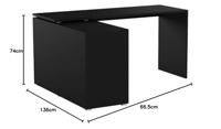 Hoekbureau Lex - zwart - 136x68x75 cm - thumbnail