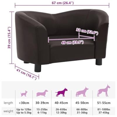 Hondenbank 67x41x39 cm kunstleer bruin