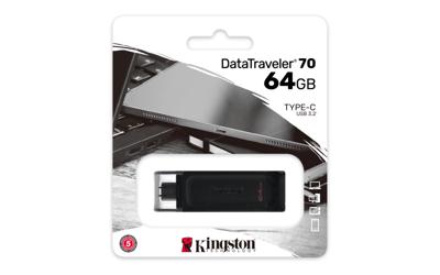 Kingston Technology DataTraveler 70 USB flash drive 64 GB USB Type-C 3.2 Gen 1 (3.1 Gen 1) Zwart Kingston Technology DataTraveler 70 USB flash drive 64 GB USB Type-C 3.2 Gen 1 (3.1 Gen 1) Zwart