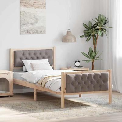 Bedframe met hoofdeinde Taupe 90 x 190 cm Stof Bedframe met hoofdeinde Taupe 90 x 190 cm Stof