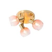 QAZQA Art Deco plafondspot goud met roze glas 3-lichts - Vidro - thumbnail