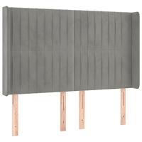 Hoofdbord met randen 147x16x118/128 cm fluweel lichtgrijs - thumbnail