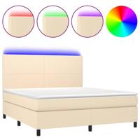Boxspring met matras en LED stof crèmekleurig 180x200 cm - thumbnail