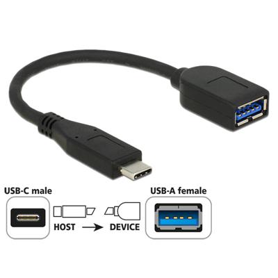 Delock 65684 USB-C-kabel USB-C stekker, USB-A bus 0.10 m Zwart