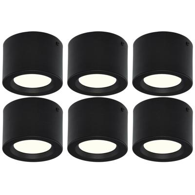 LED Downlight 6 Pack - Opbouw Rond Hoog 5W - Natuurlijk Wit 4200K - Mat Zwart Aluminium - Ø105mm