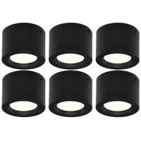 LED Downlight 6 Pack - Opbouw Rond Hoog 5W - Natuurlijk Wit 4200K - Mat Zwart Aluminium - Ø105mm - thumbnail