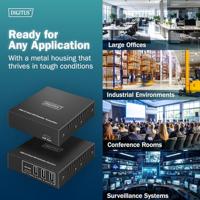DIGITUS USB 3.2 Gen1 Extender via Ethernet – 4-poorts USB-Hub – 3x Type A, 1x Type C – 100 m bereik met Cat 6-netwerkkabel – 5 Gbps – Zwart - thumbnail
