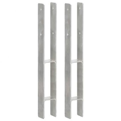 VidaXL Grondankers 2 st 7x6x60 cm gegalvaniseerd staal zilverkleurig