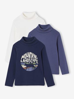 Set van 3 dunne coltruien voor jongens marineblauw