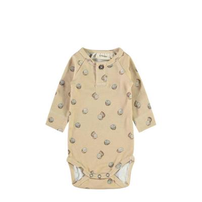 LIL' ATELIER BABY slim fit newborn baby romper Geo beige