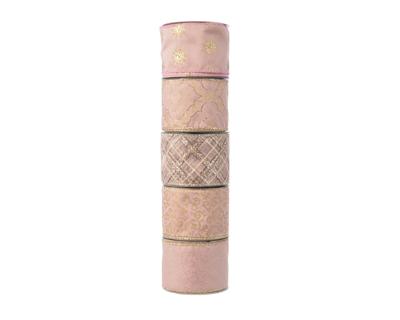 3 stuks! Kerst Lint polyester draad l270 cm en b6.3 cm roze Decoris - Decoris