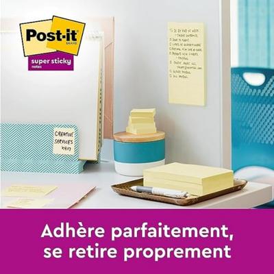 Post-it Super Sticky notes, 90 vel, ft 76 x 127 mm, pak van 6 blokken, kanariegeel - thumbnail