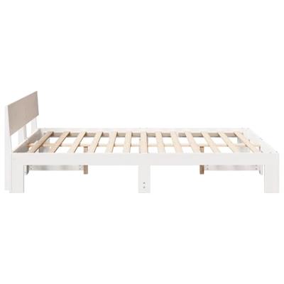 Bedframe met hoofdeinde Wit 160 x 200 cm Massief grenenhout