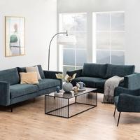 Bendt Salontafel 'Esme' Marmerlook en rookglas, 120 x 60cm, kleur zwart - thumbnail