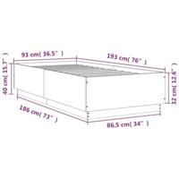 Bedframe met LED-verlichting bewerkt hout betongrijs 90x190 cm - thumbnail