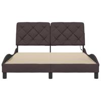 Bedframe met LED zonder matras 140x190 cm stof donkerbruin - thumbnail