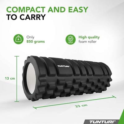 Tunturi Foam roller l 33 cm l Ø 14 cm l zwart