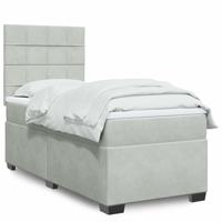 Boxspring met matras fluweel lichtgrijs 90x190 cm - thumbnail