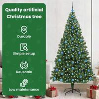 VidaXL Kunstkerstboom groen 210 cm pvc en staal en kunststof - thumbnail