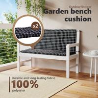 VidaXL Tuinbankkussens 2 st ruitpatroon 120x50x7 cm stof zwart - thumbnail