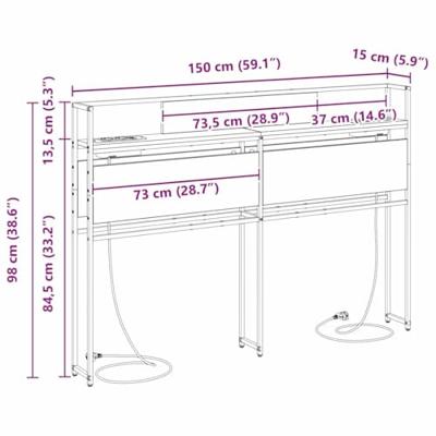 Opberghoofdbord met hoofdeinde met opslag Zwart eiken 150 cm Bewerkt hout Opberghoofdbord met hoofdeinde met opslag Zwart eiken 150 cm Bewerkt hout
