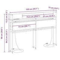 Opberghoofdbord met hoofdeinde met opslag Zwart eiken 150 cm Bewerkt hout - thumbnail