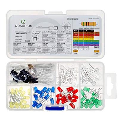 Quadrios LED-assortiment Rood, Groen, Geel, Blauw, Koud-wit, Warm-wit 5 mm 20 mA, 30 mA 2 V, 3 V