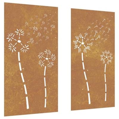 VidaXL Wanddecoratie tuin 2 st bloemenontwerp 105x55 cm cortenstaal VidaXL Wanddecoratie tuin 2 st bloemenontwerp 105x55 cm cortenstaal