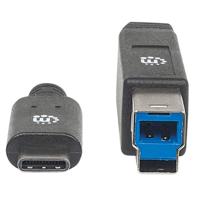 Manhattan 354998 2m USB C USB B Mannelijk Mannelijk Zwart USB-kabel - thumbnail